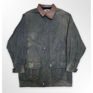 VTG Kakadu Traders Australia Oilskin Jacket Size S Waxed Cotton Chore Coat Green